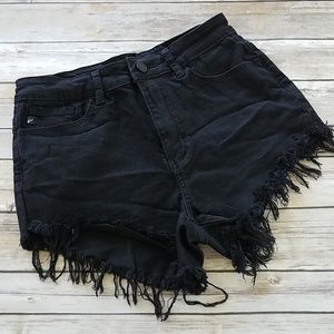 Buckle Kancan Black Fringe Hi Waisted Short
